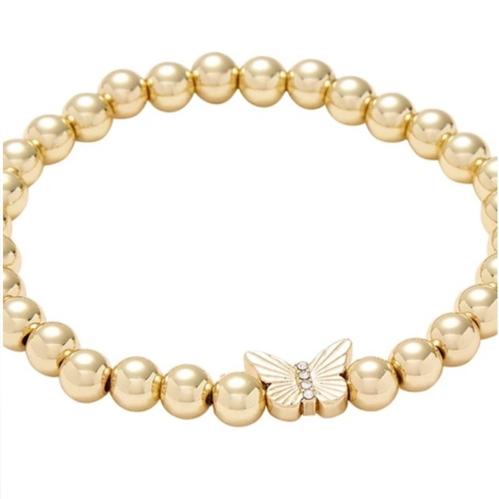 NWT BaubleBar Gold Butterfly Beaded Bracelet